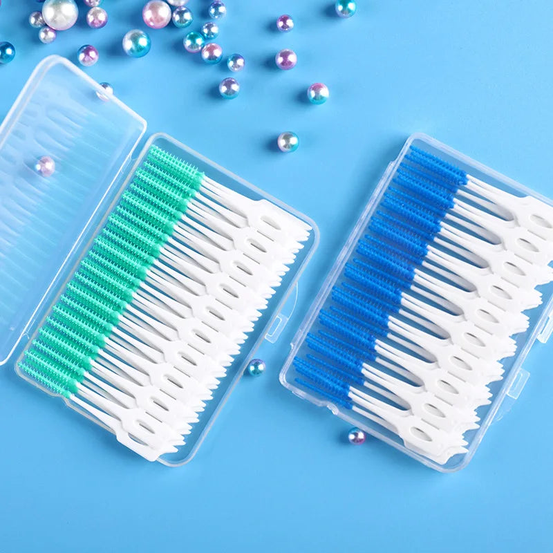 40pcs/box Interdental brush Orthodontic brush Cleaning Teeth Gaps Oral Care Soft silicone head Interdental brush Good for gums Peaceful Pleasures Health and Wellness