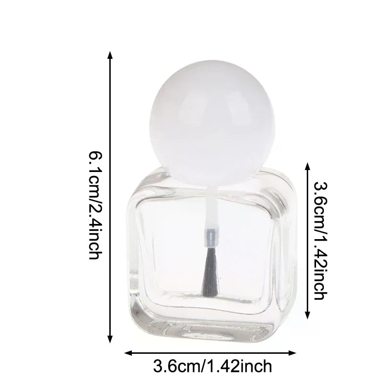 1pcs 10ml Empty Nail Polish Bottles Clear Glass Nail Gel Bottles With Brush Cap Nail Oil Nail Art Tool Peaceful Pleasures Health and Wellness