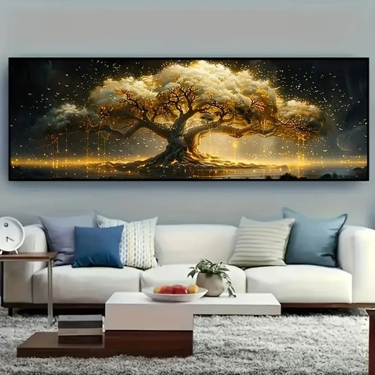 Tree of Life Canvas Poster Abstract Wall Art Modern Home Decor Print Painting Geometric Patterns Living Room Decor No Frame Peaceful Pleasures Health and Wellness ZLH038 70x210cm No Frame