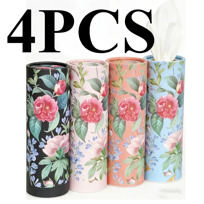 Cylindrical Tissue Tubes 4-Roll Set | Car, Party & Home Use
