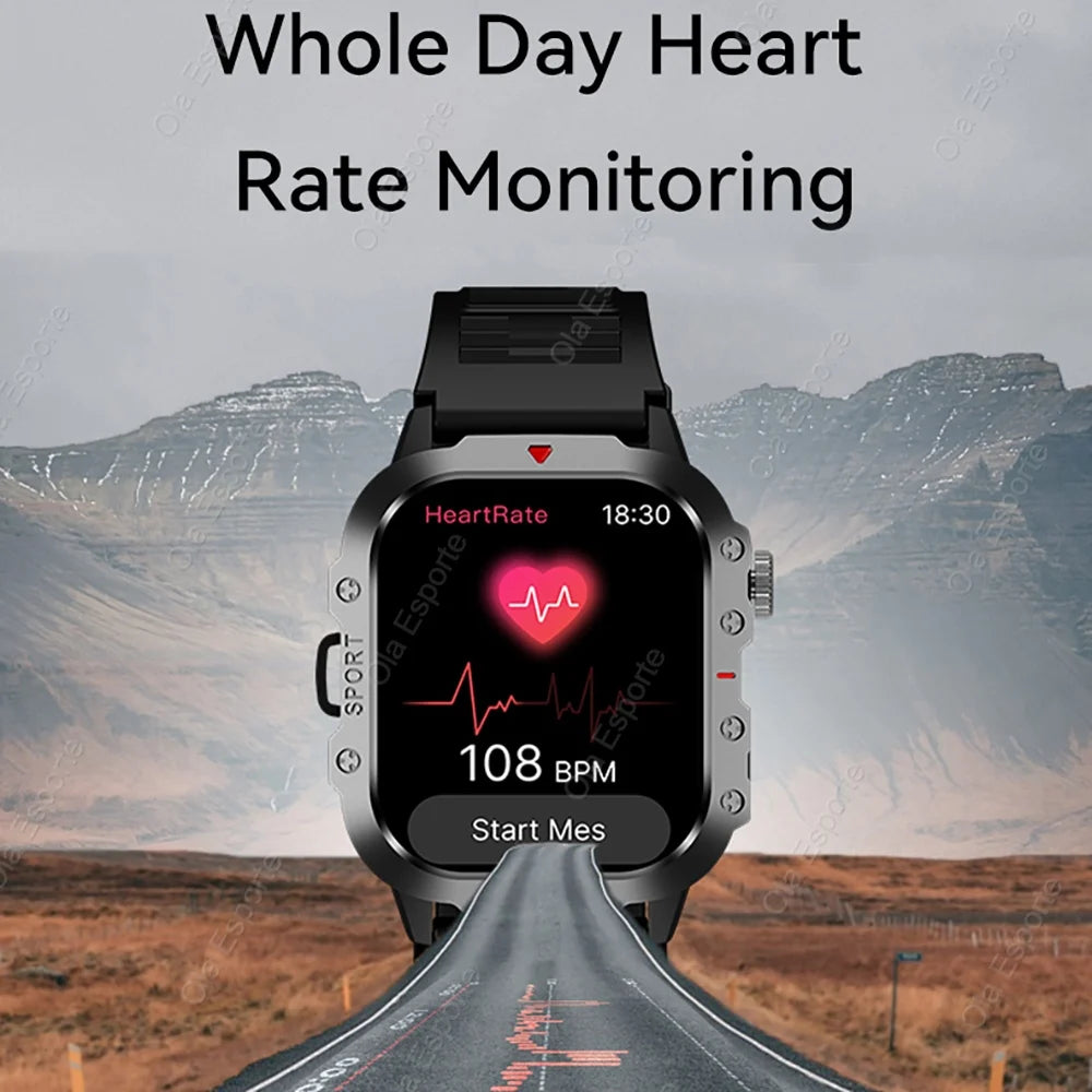 Military Smart Watch – BT Calling, Fitness & Health Tracker