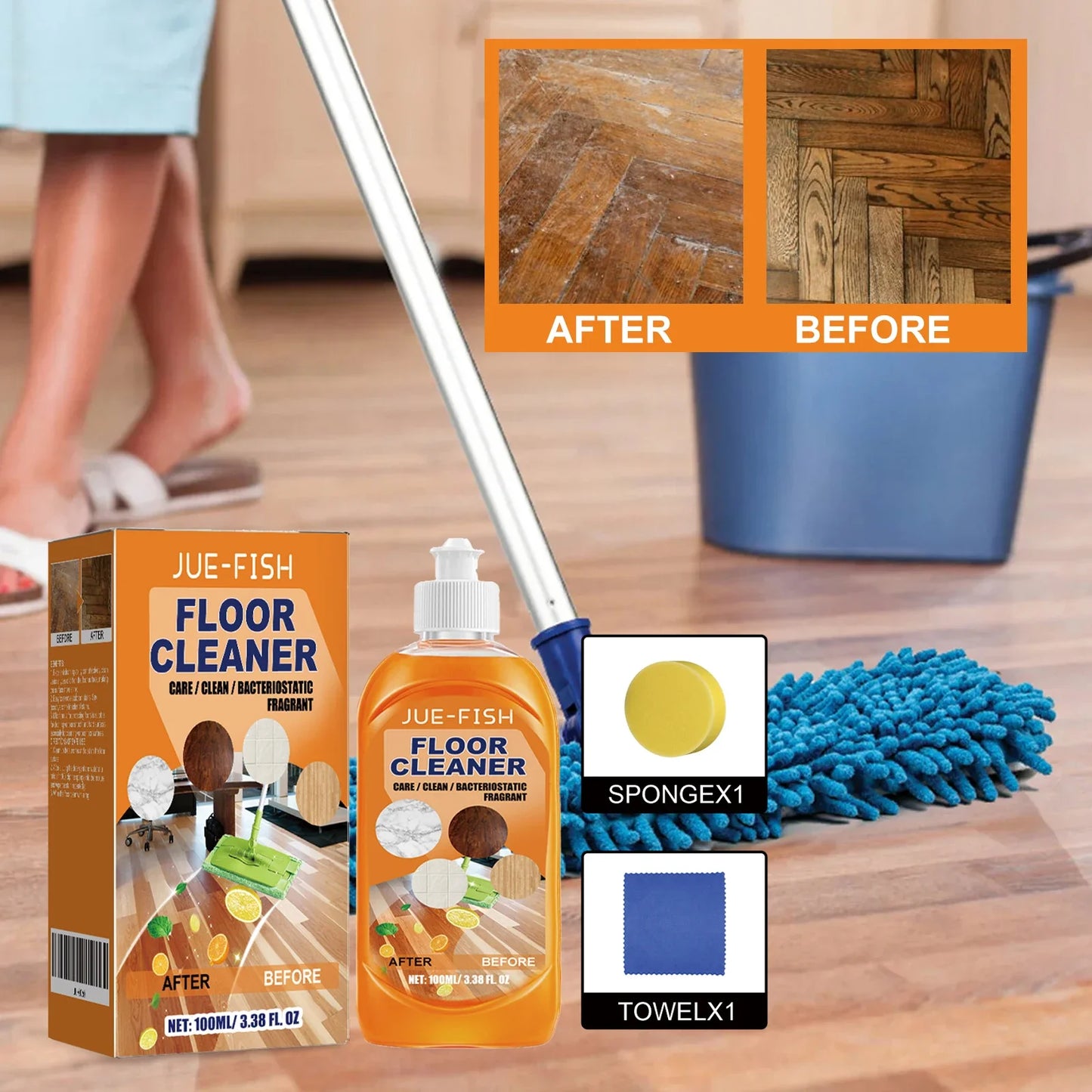 Jue Fish Floor Cleaner – Wood, Tile & Laminate Descaler