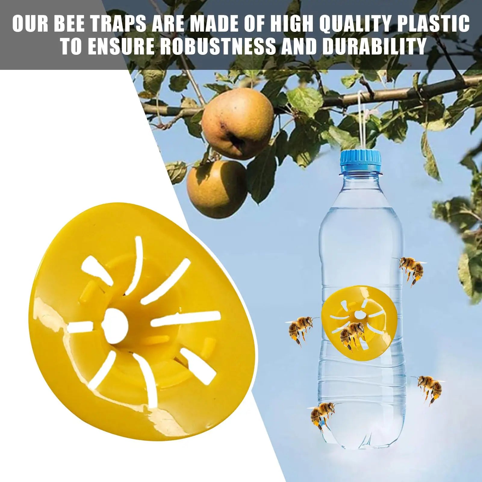 10Pcs Reusable Wasp Trap Insect Funnel Killer Flower Bee Hornet Catcher Plastic Bottle Wasp Traps Garden Pests Control Tool Peaceful Pleasures Health and Wellness