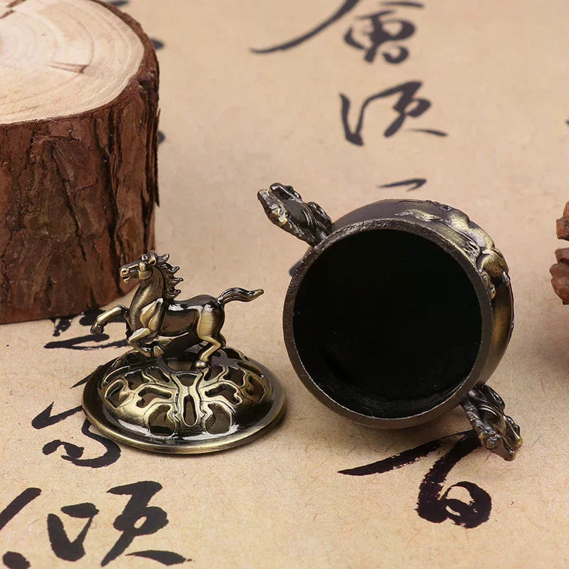 Vintage Alloy Horse Incense Burner | Lotus Censer 2026 Incense Burner Peaceful Pleasures Health and Wellness