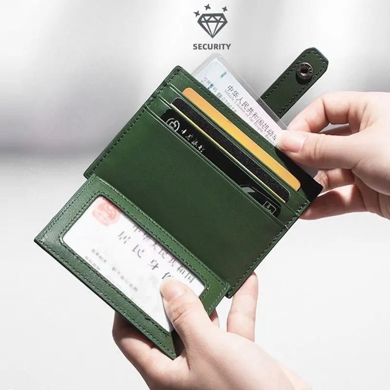 Ultra-Thin PU Leather Flip Card Holder | Mini ID Card Case Leather Card Holder Peaceful Pleasures Health and Wellness