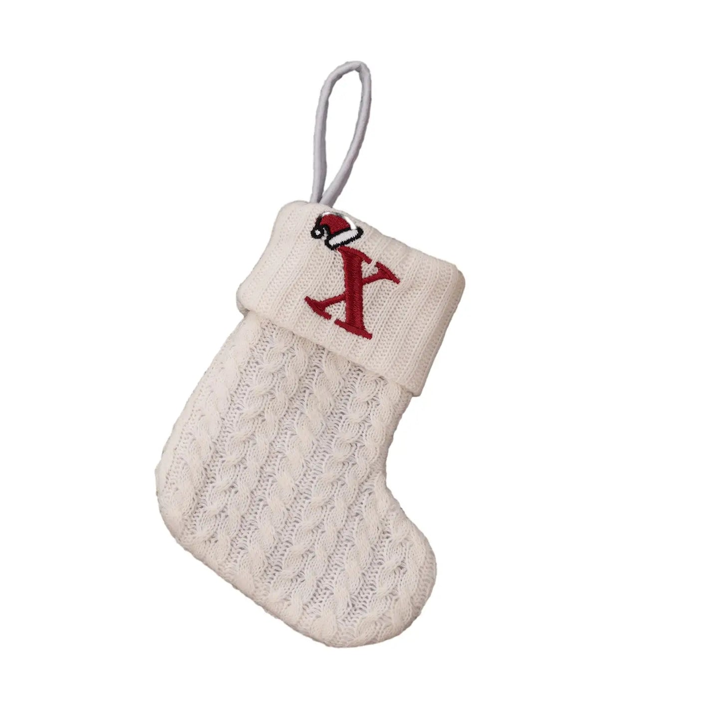 Knitted Christmas Stocking with Hanging Rope | Kids Candy Bag