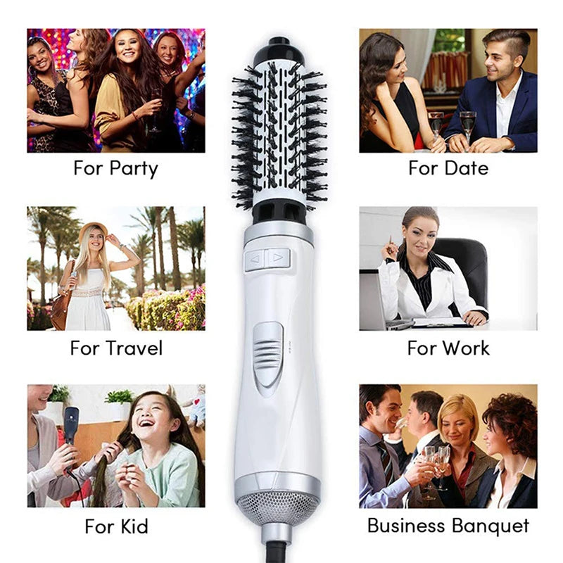 Professional Hair Styling Tools 3 in 1 Round Automatic Rotating Hot Air Comb One Step Hair Dryer Brush and Styler Peaceful Pleasures Health and Wellness