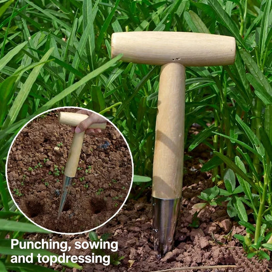 Garden Dibber Hole Puncher – Clear Scale & Wood Handle Garden Dibber Tool Oasis Select Default Title