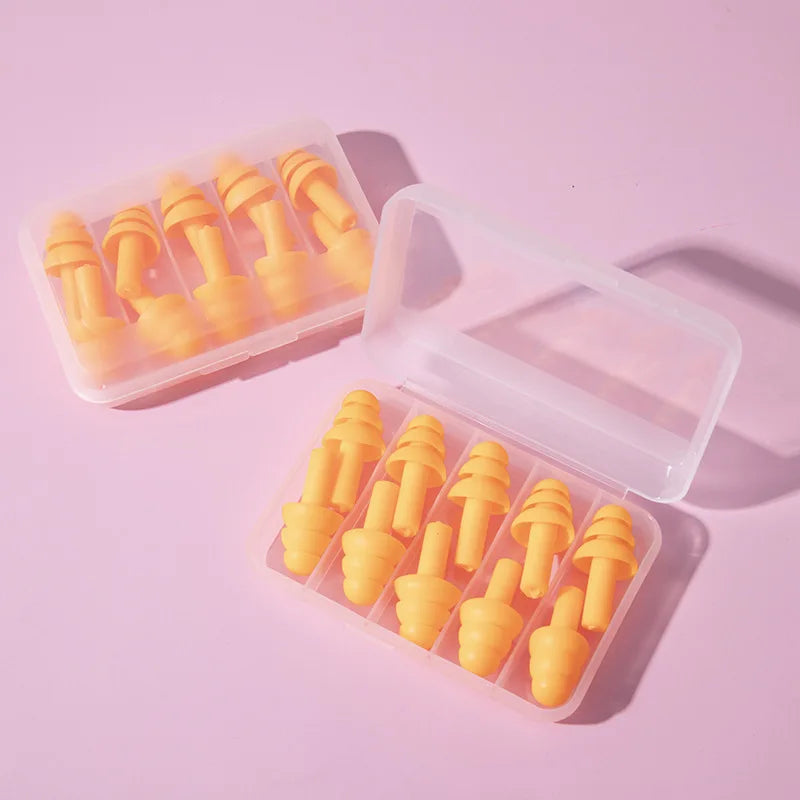Silicone Comfortable Earplugs 5 Pairs Per Box Noise-proof Suitable for Swimming and Sleep Protection Peaceful Pleasures Health and Wellness