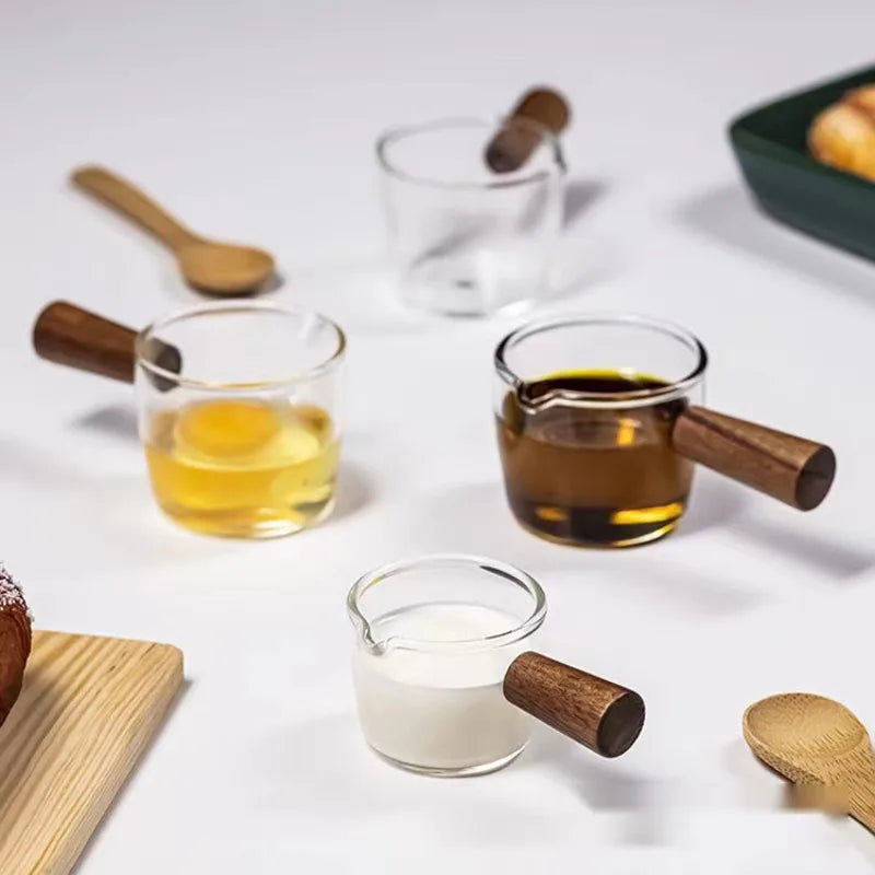Hot Wooden Handle Hand-brew Coffee Machine Single/double-mouth Glass Coffee Measuring Cup Precise Scale, Reusable Peaceful Pleasures Health and Wellness
