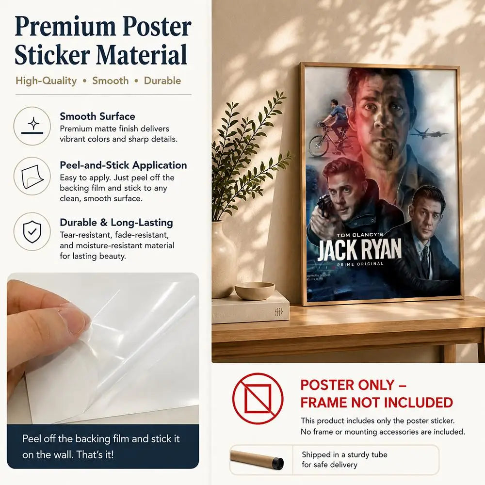 Movie-Tom Clancy's Jack Ryan: Ghost War Poster HD Self Adhesive Waterproof Wall Art Ideal for Home Office Dorm Bedroom GreatGift Peaceful Pleasures Health and Wellness
