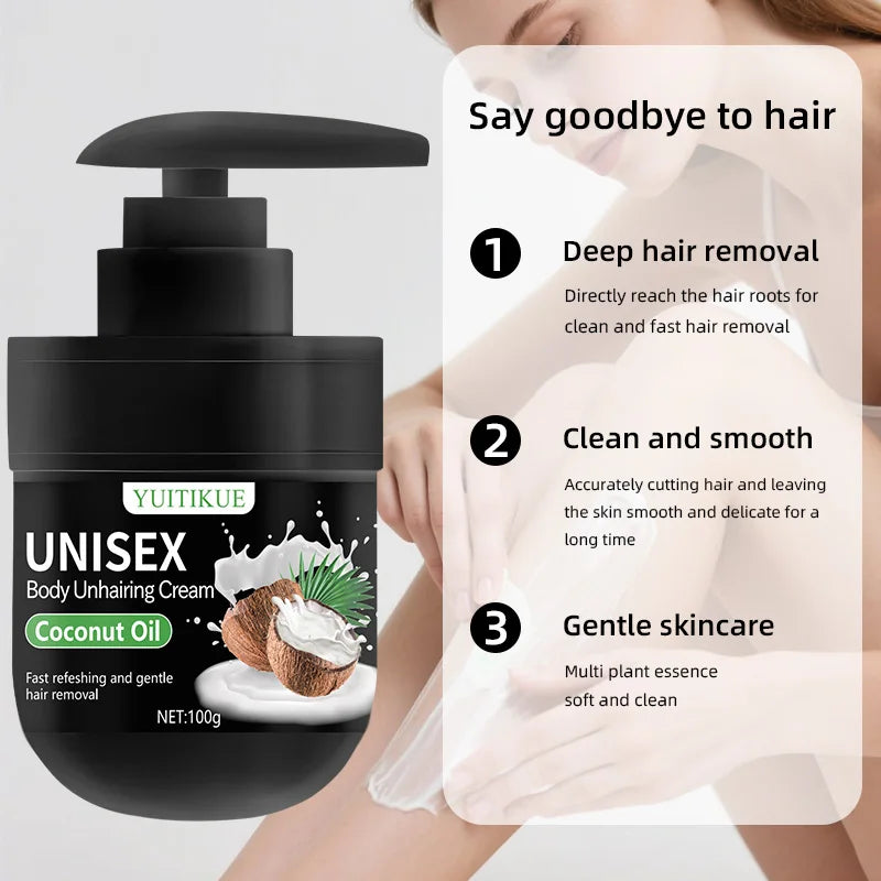 YUITIKUE Hair Removal Cream 100g – Coconut Oil & Aloe Formula Hair Removal Cream Peaceful Pleasures Health and Wellness