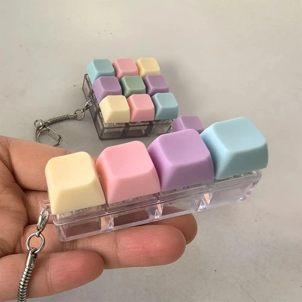Mechanical Keyboard Fidget Keychain | 1/4/5/9 Key Clicker Toy Fidget Keychain Toy Peaceful Pleasures Health and Wellness