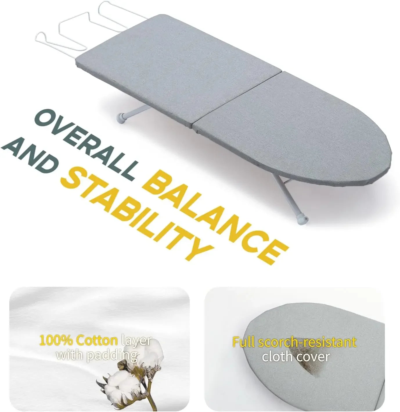 Foldable Mini Ironing Board with Cotton Cover, Portable Tabletop Iron Rest for Space Saving 32"x12" Peaceful Pleasures Health and Wellness