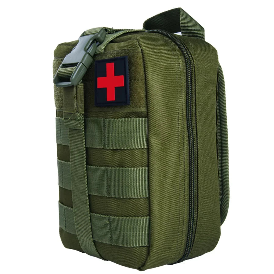 First Aid Bag Camping Tactical Medical Pouch EMT Emergency Survival Kit Hunting Outdoor Box Large Size 800D Nylon Bag Package Peaceful Pleasures Health and Wellness Army Green