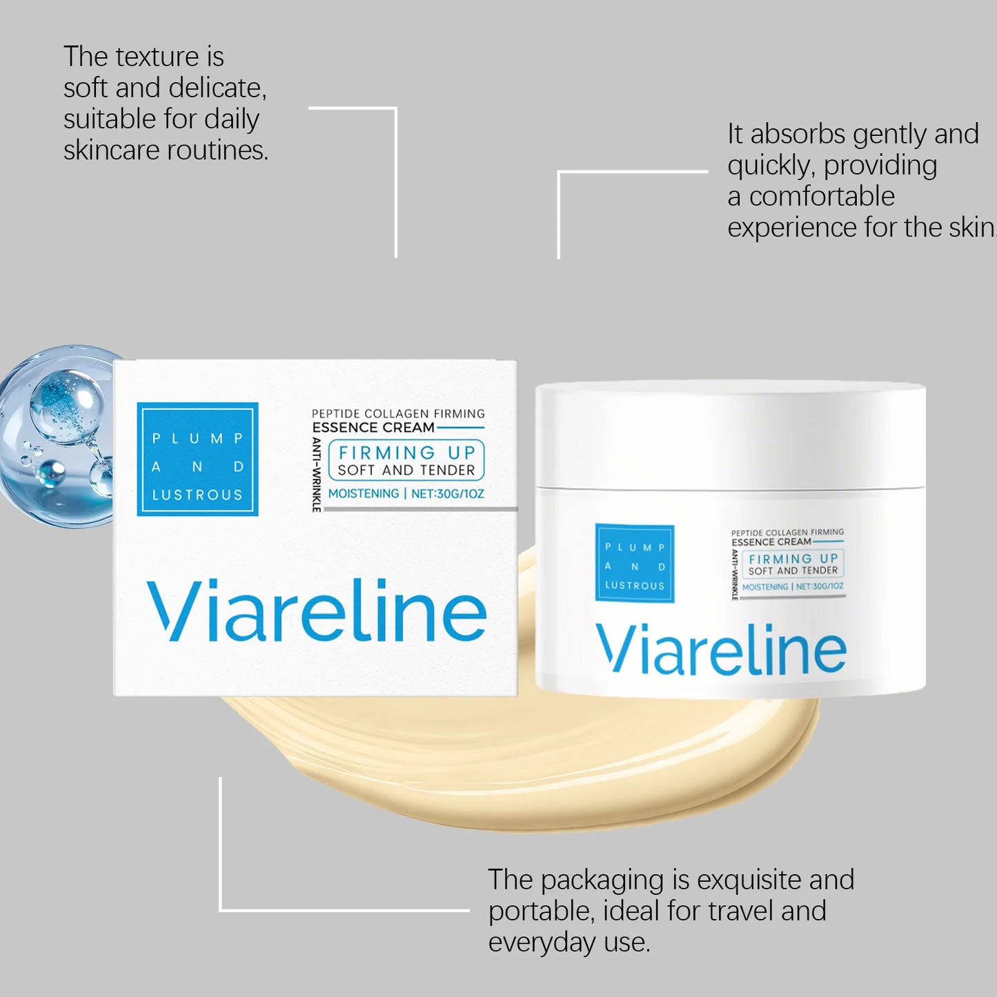 Peptide Collagen Firming Essence Cream Moisturizing Fade Fine Lines Rejuvenating Stabilizing Repairing Smoothing Wrinkle Cream Peaceful Pleasures Health and Wellness
