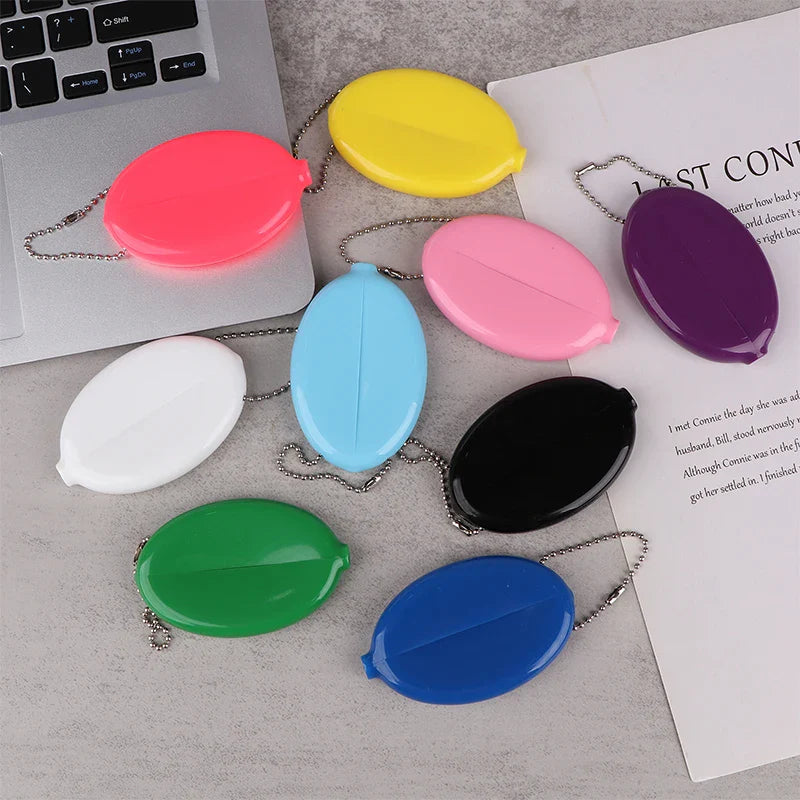 Oval PVC Coin Purse with Chain – Mini Jewelry & Coins Bag