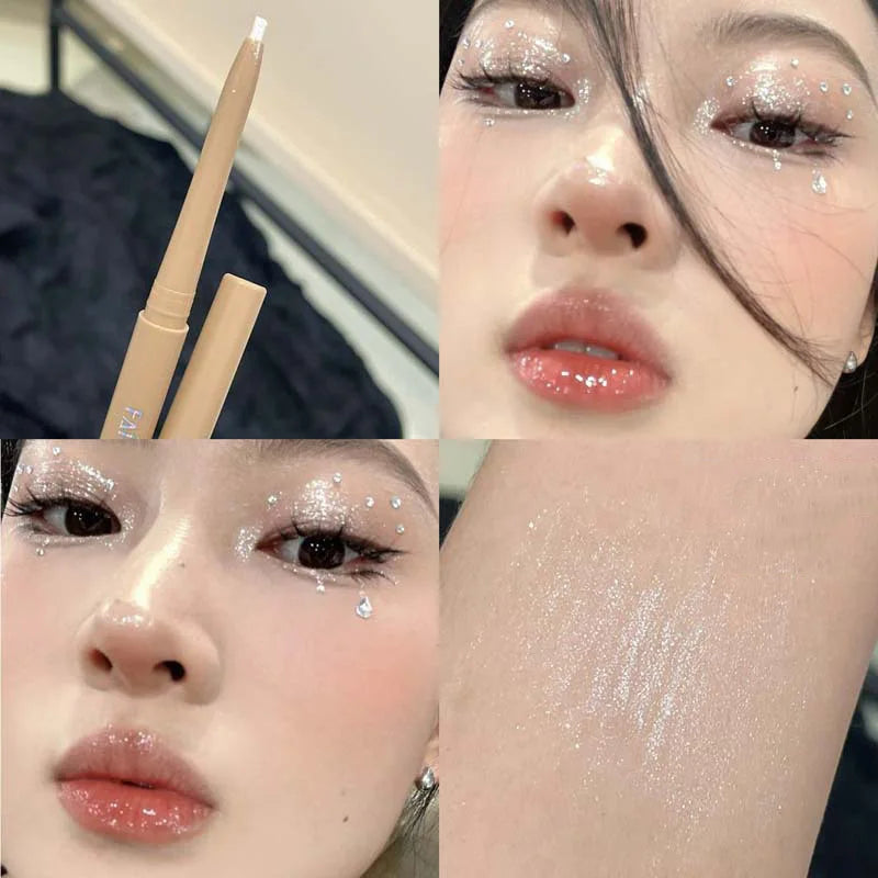 Matte Pink Glitter Eye Shadow Pencil | Lying Silkworm Pen