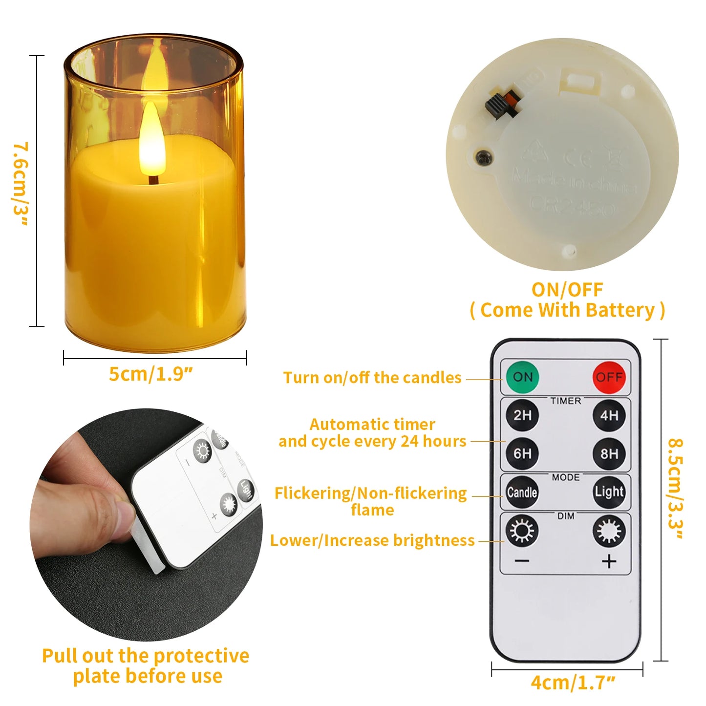 Flameless LED Candles 3D Wick with Remote, Timer & Lampshade