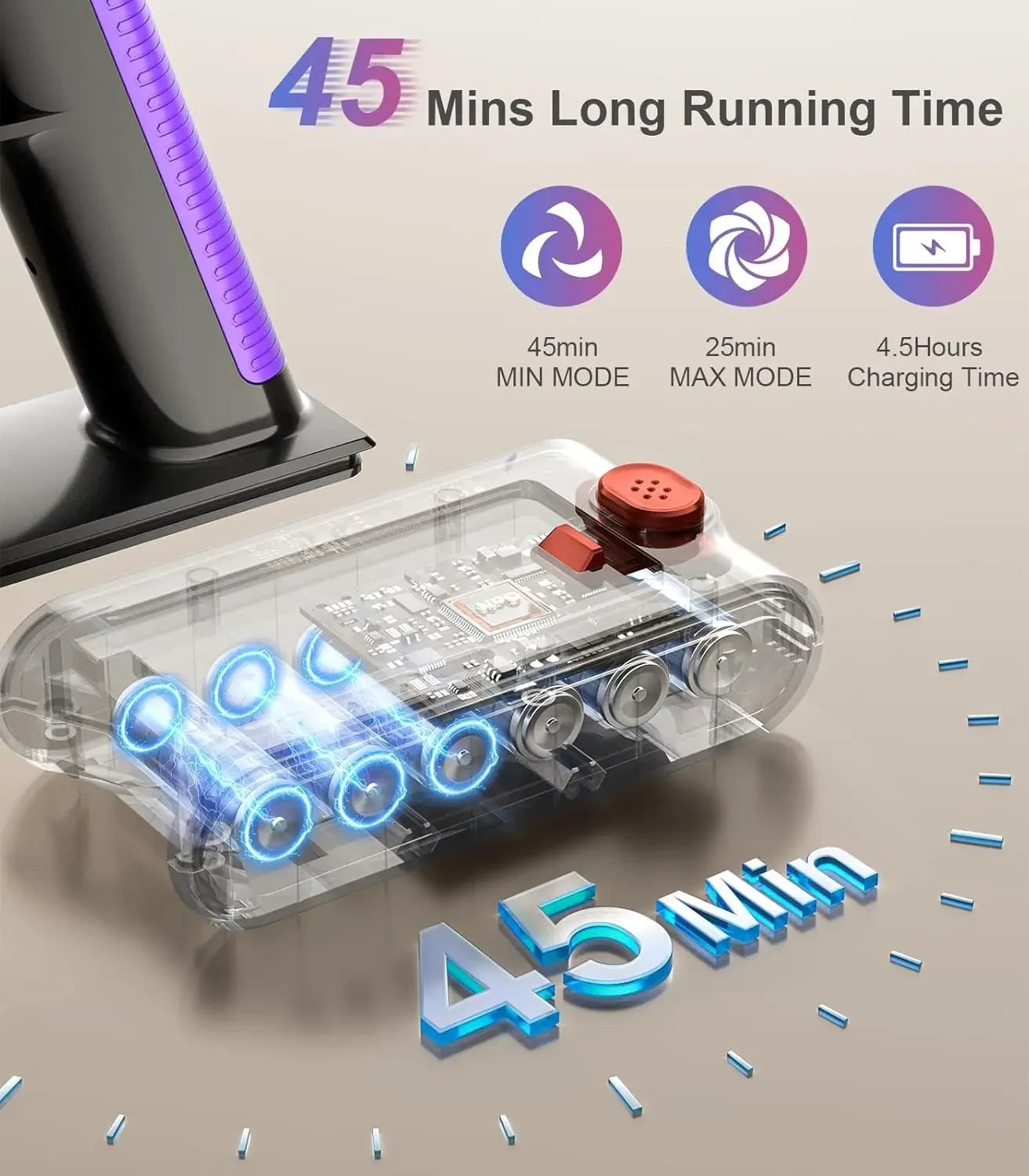 Cordless Stick Vacuum Cleaner: 550W Motor, 50KPA Suction, 45-Min Runtime, HEPA Filter for Pet Hair and Floors Peaceful Pleasures Health and Wellness