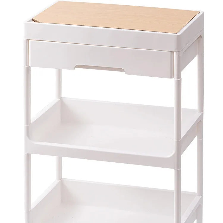 Versatile Kitchen Multi-Layer Storage Rack Wooden Top for Bathroom/Bedroom Gaps Ideal for Snacks Essentials Space-Saving Design Peaceful Pleasures Health and Wellness