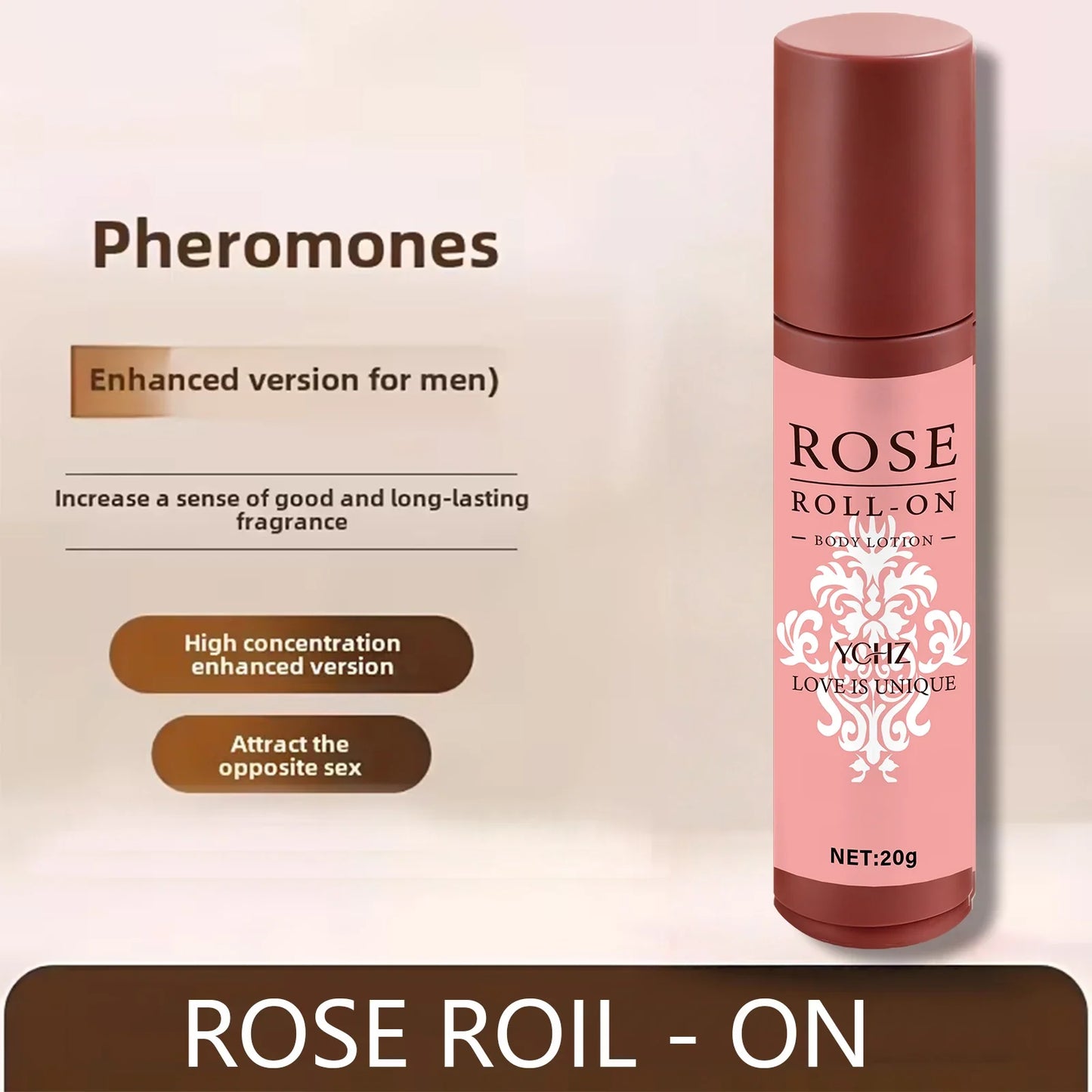 YCHZ Rose Roll-On Deodorant – 72-Hour Odor Protection, 20ml