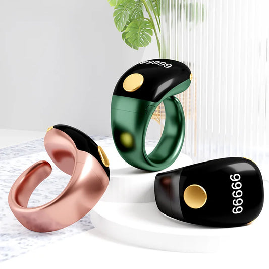 Rechargeable Battery Smart Ring Multifunctional Electronic Counter Peaceful Pleasures Health and Wellness black
