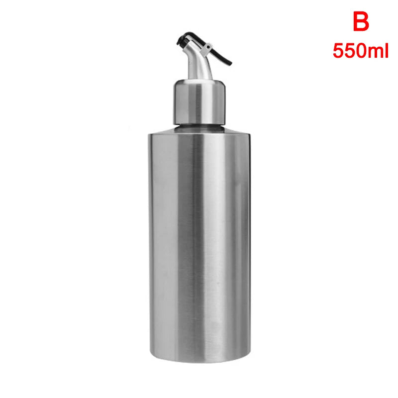 250/350/550ml Food Grade Stainless Steel Oil Storage Bottle Leakproof Seasoning Container For BBQ Kitchen Soy Sauce Vinegar Use Peaceful Pleasures Health and Wellness 550ml B