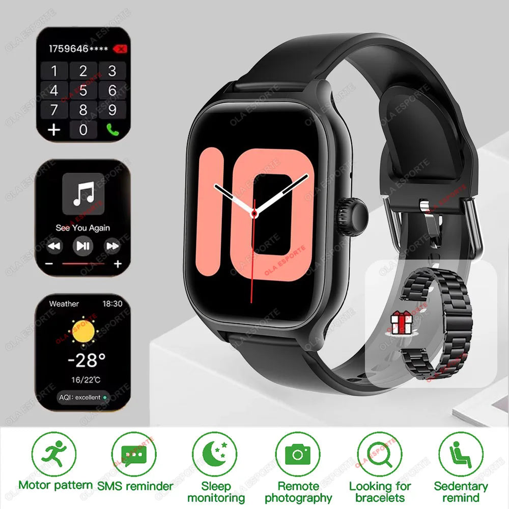 Outdoor Smart Watch Men Women 2.01'' HD Screen Heart Rate Bluetooth Calls GPS Track Waterproof Sports Mode DIY Dial Smartwatch Peaceful Pleasures Health and Wellness Black Steel