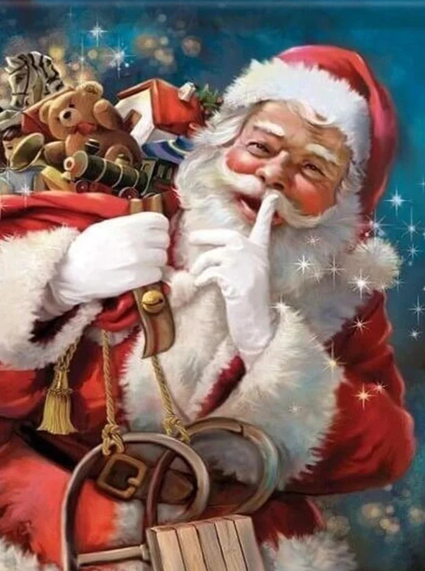 Santa Claus Diamond Painting Kit with Frame | Christmas Art