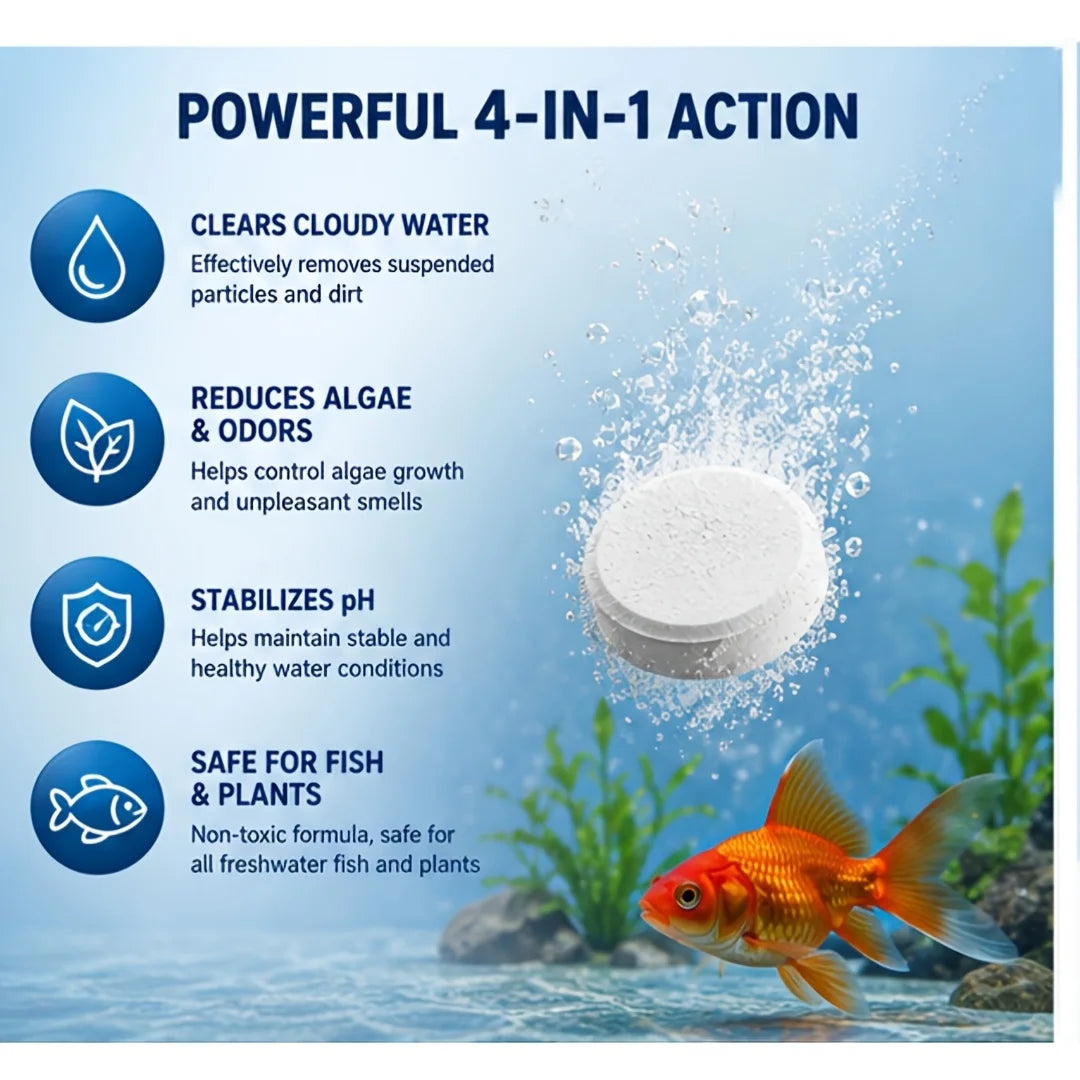 Aquarium Water Clarifier Tablets – Clear Cloudy Fish Tank Fast