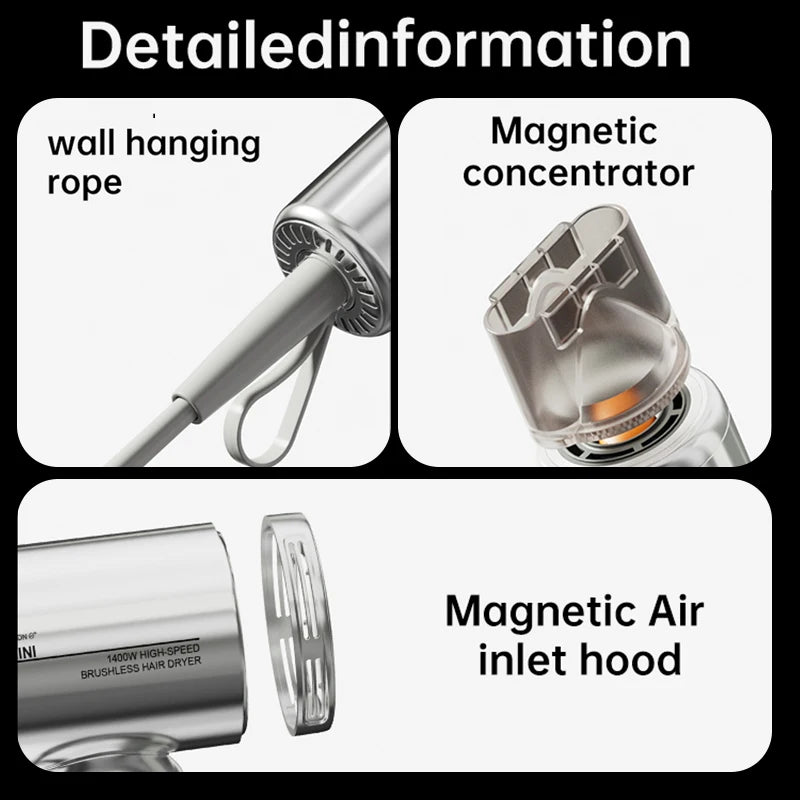 Mini High-Speed Hair Dryer 1400W High-Power Negative Ion Hair Care Portable Home Student Dormitory Travel Mini Hair Dryer Peaceful Pleasures Health and Wellness