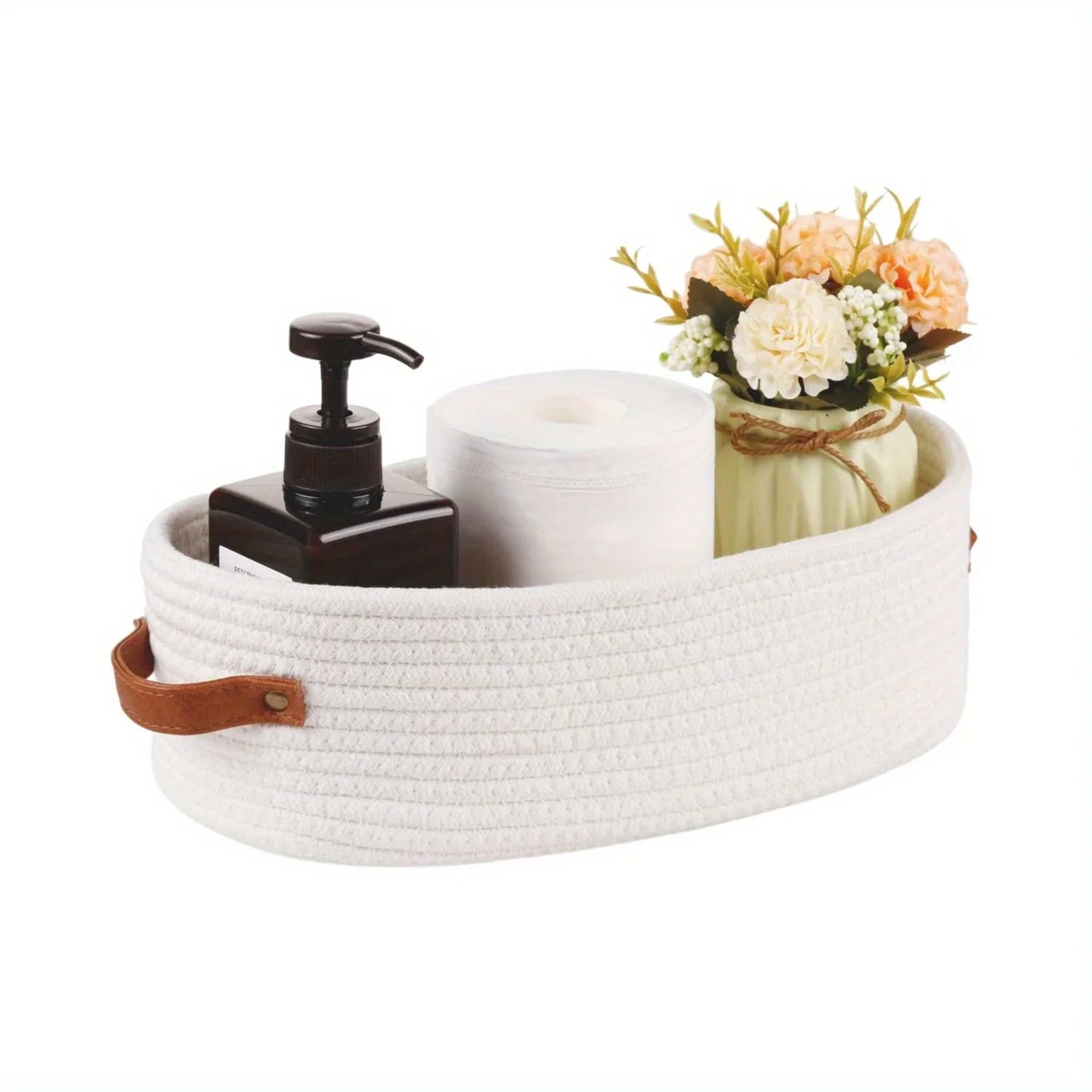 2-Pack Oval Handle Storage Baskets – Clothes & Bathroom Organizer