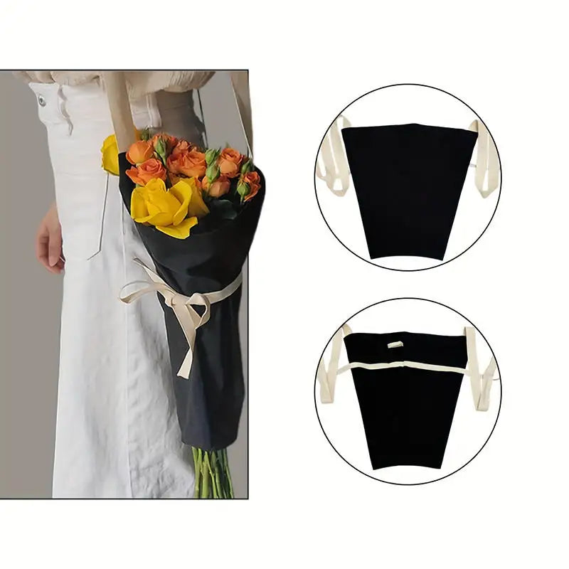 Canvas Bouquet Carry Bags Drawstring Floral Wrapping Pouch Hand Crossbody Flower Gift Bag Party Wedding Floral Packaging Sack Peaceful Pleasures Health and Wellness