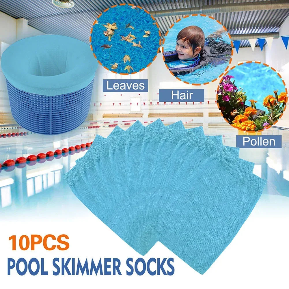 Nylon Pool Skimmer Filter Socks – White/Blue, 5 to 100 Pack Peaceful Pleasures Health and Wellness