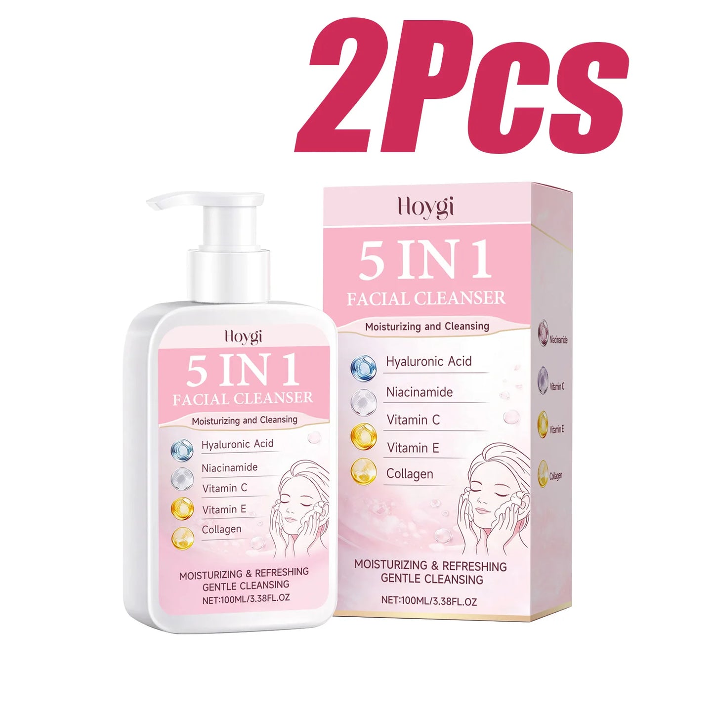 5-in-1 Hydrating Facial Cleanser – Foam, Brightening & Makeup