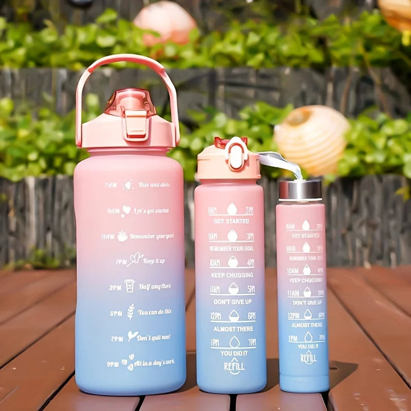2L Motivational Water Bottle with Straw & Time Scale