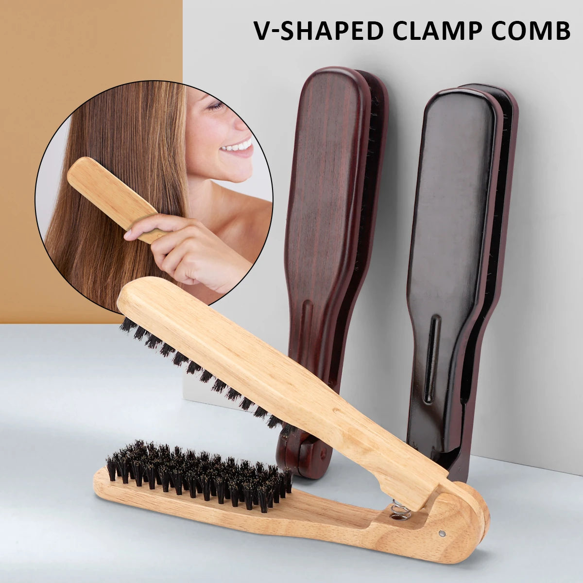 Wooden Hair Straightening Comb Hairdressing Comb, Practical Double Sided Brush Using with Dryer for Making Smoother Peaceful Pleasures Health and Wellness