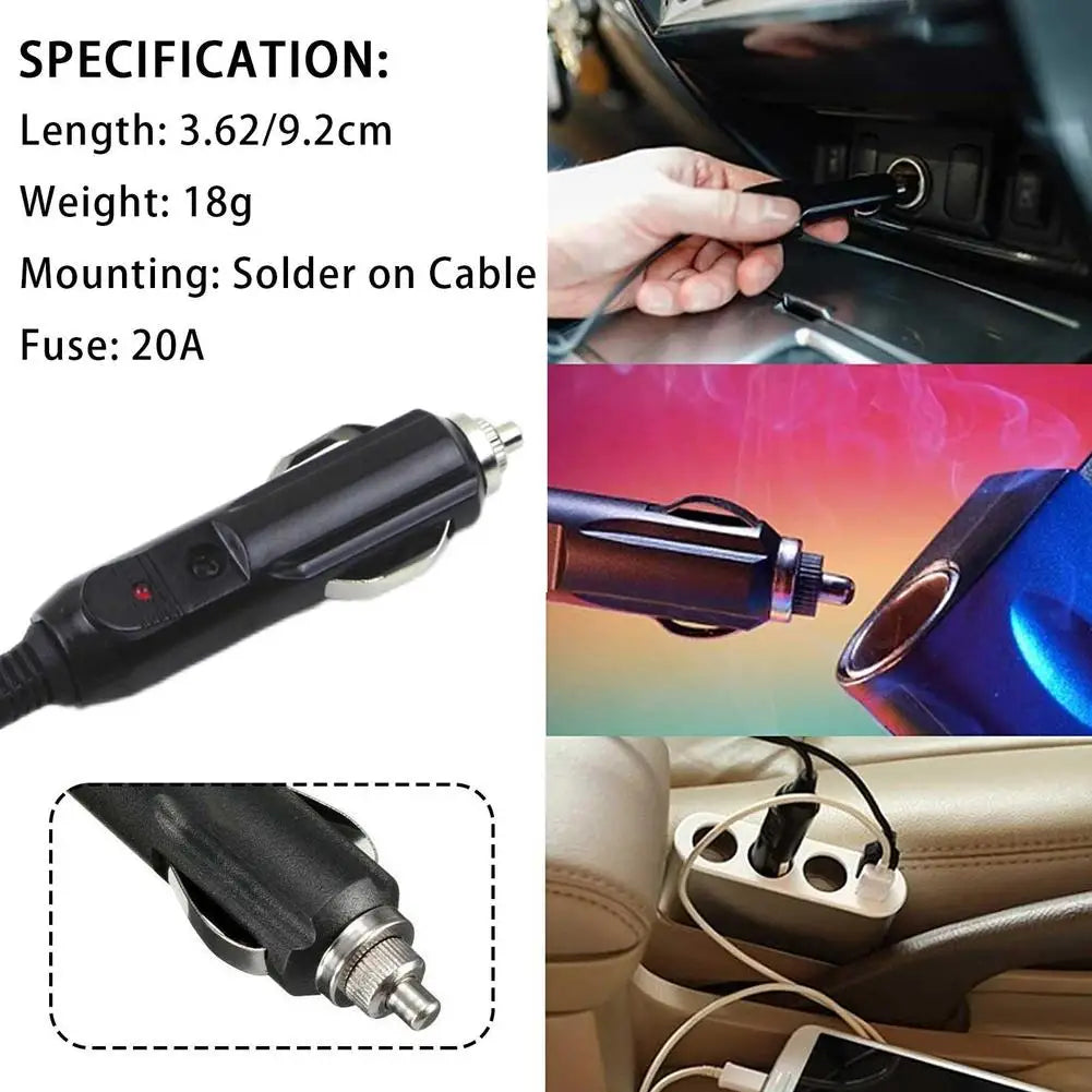 12V/24V Car Cigarette Lighter Plug 20A LED Socket Adapter