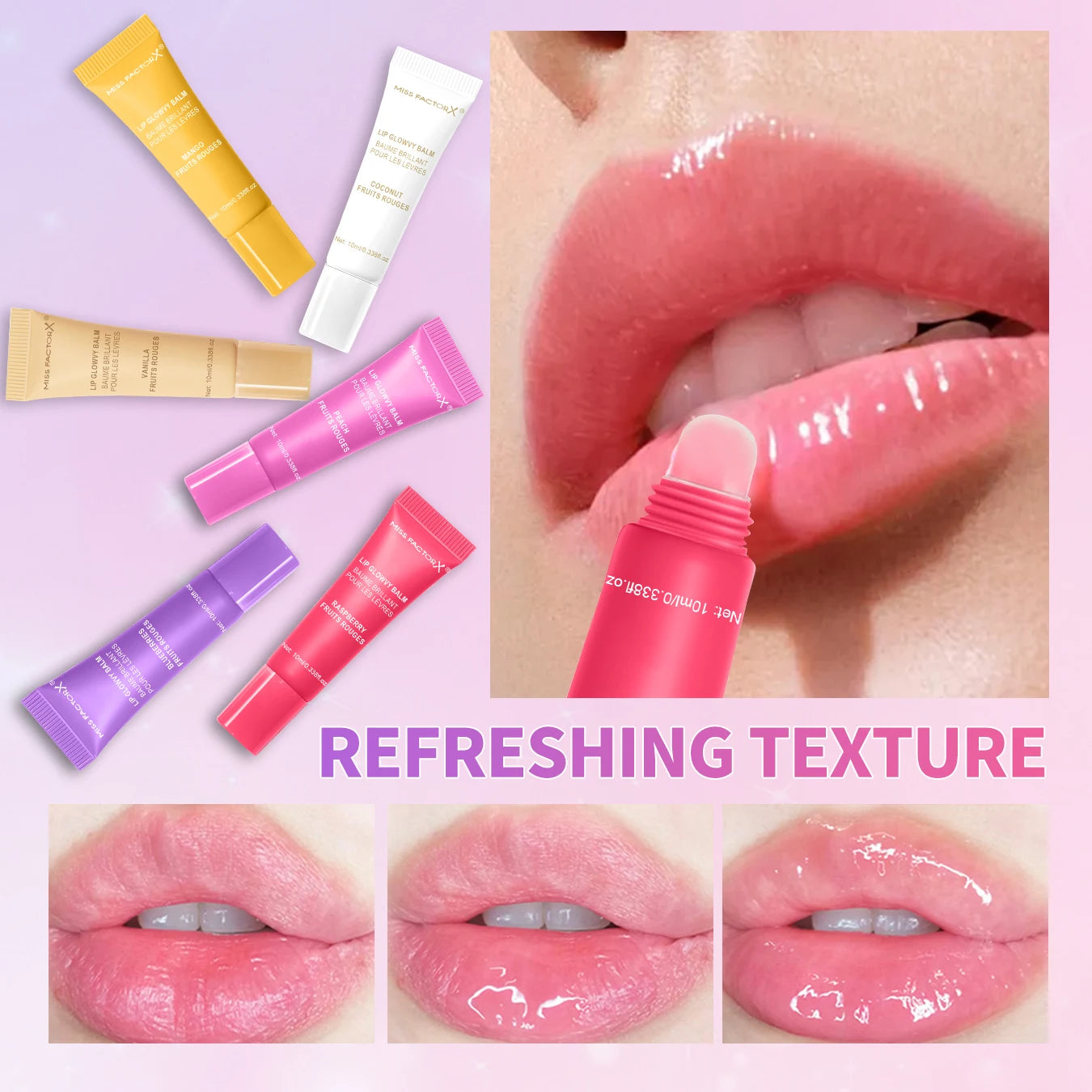 6-piece fruit flavored lip gloss set, moisturizing lip oil, glossy hydration, the best choice for women's holiday gifts Peaceful Pleasures Health and Wellness