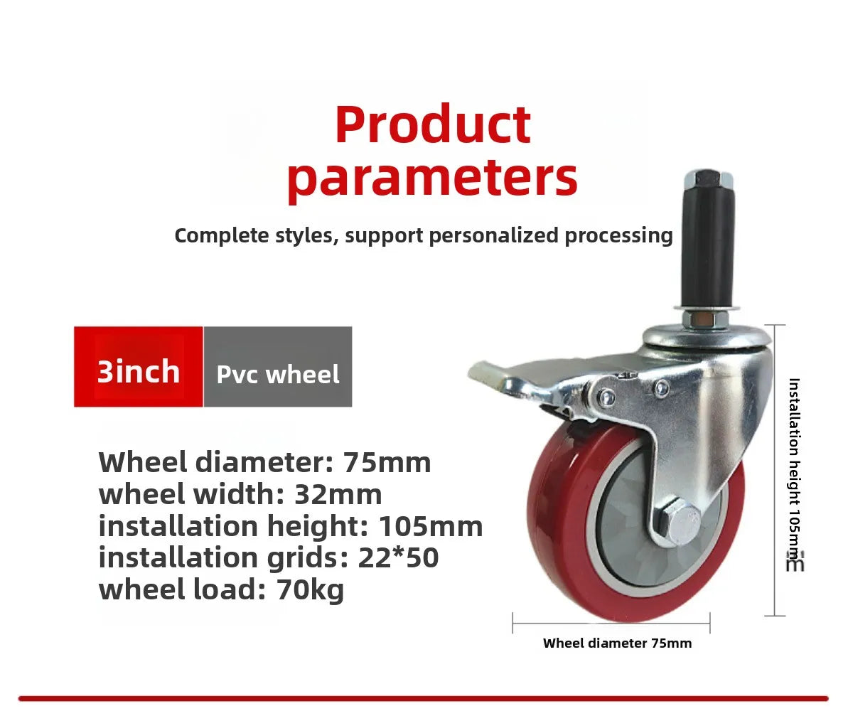 3/4/5" Polyurethane Swivel Caster Wheels with Lock & Ball Bearing