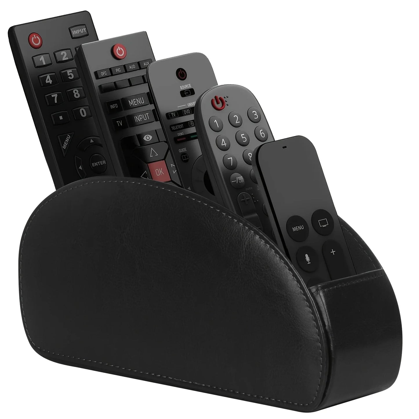 Desktop Remote Organizer – 5-Compartment PU Storage Box