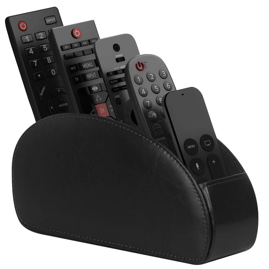 Desktop Remote Organizer – 5-Compartment PU Storage Box Desktop Remote Organizer Peaceful Pleasures Health and Wellness black