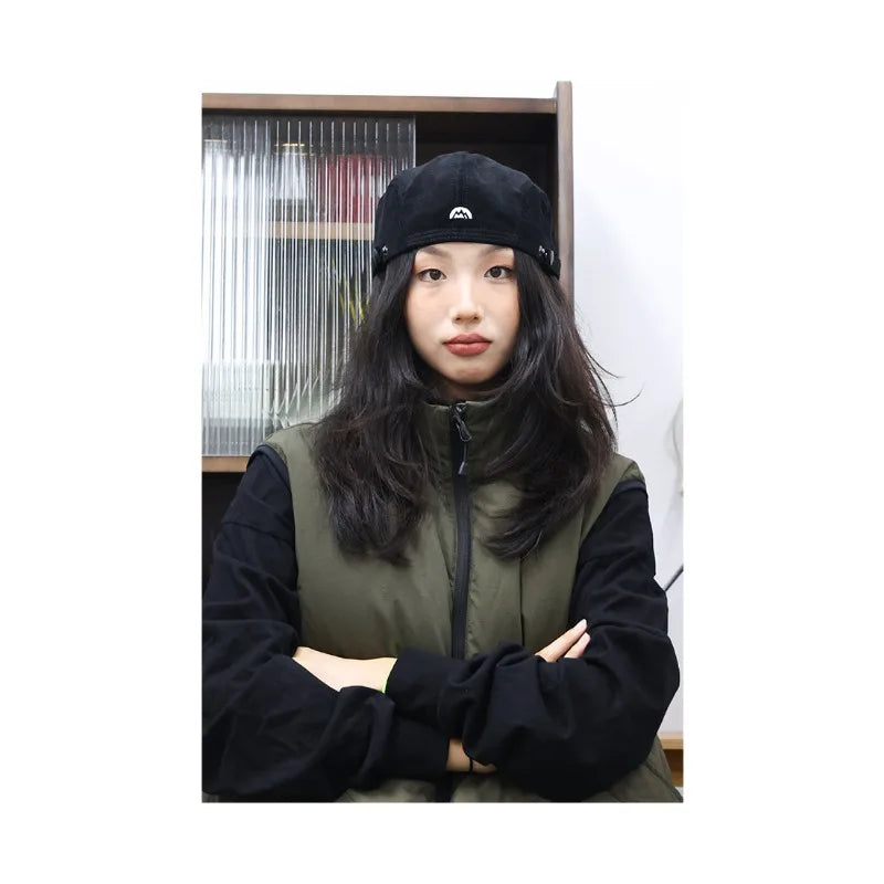 Embroidered Corduroy Beret Newsboy Cap | Unisex All-Season Hat