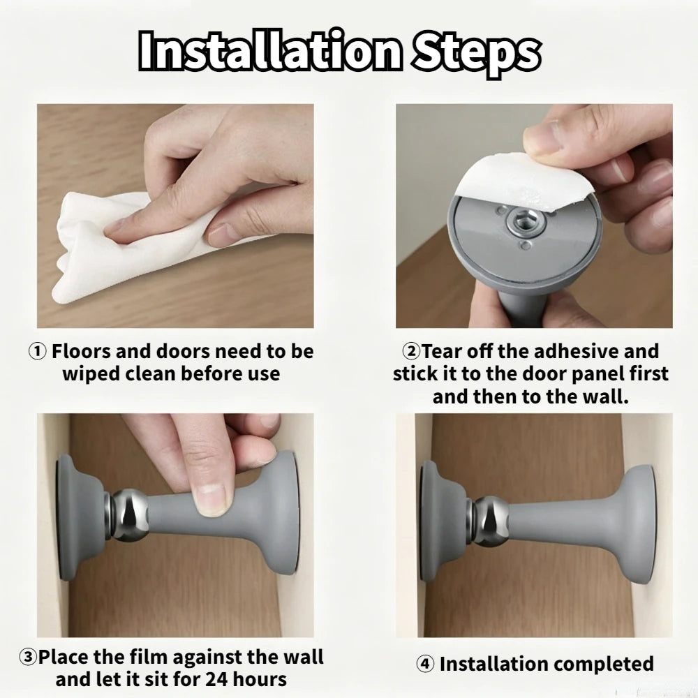 Silicone Anti-collision Door Stopper Strong Magnetic Silent No Punching Wall Floor Compatible Door Holder Peaceful Pleasures Health and Wellness