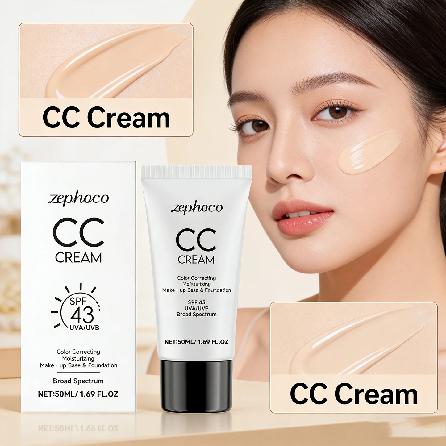 Sunscreen Moisturizing Liquid Foundation Lightweight Long Lasting Hydrating Brightening Oil Control Not Easy To Fade CC Cream Peaceful Pleasures Health and Wellness