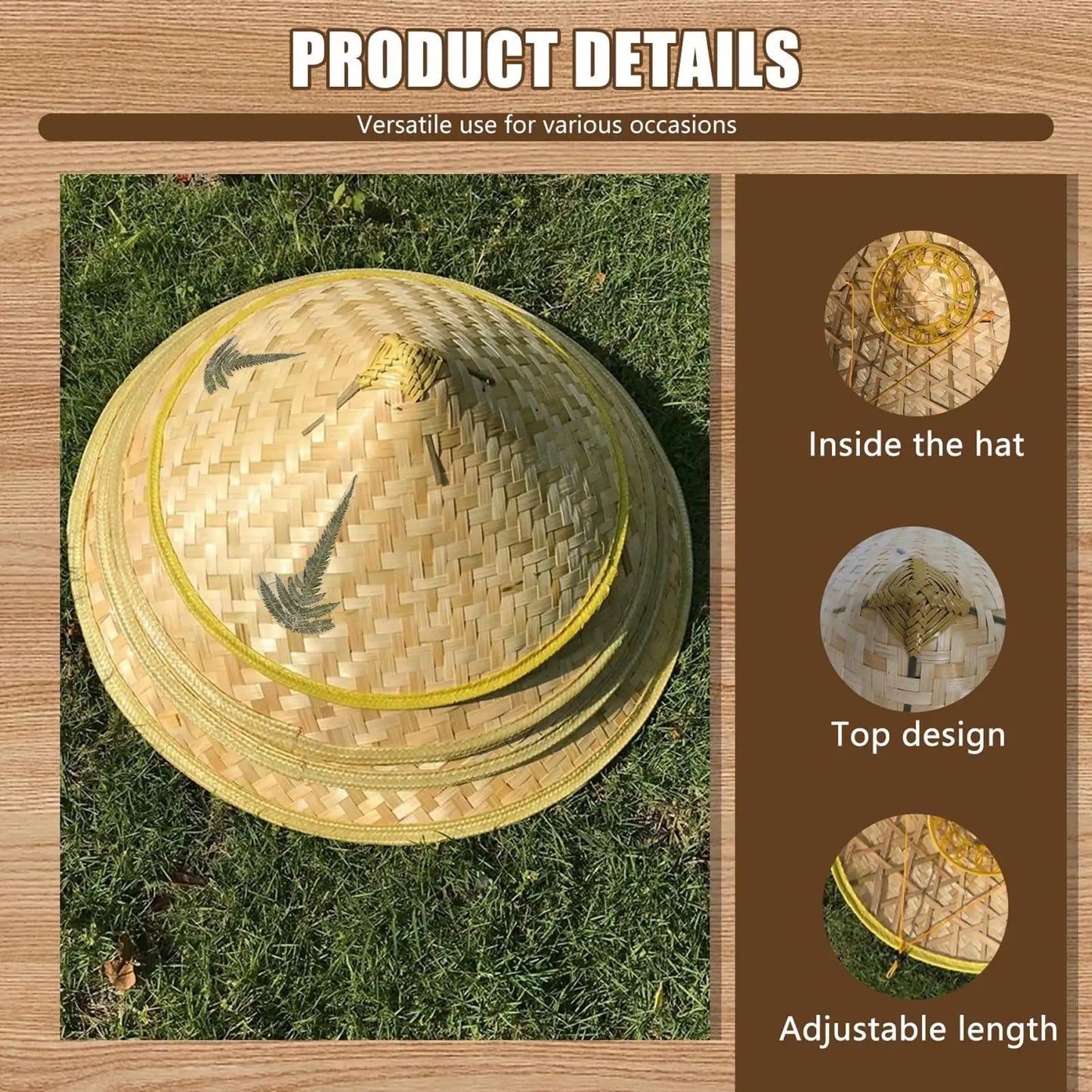 Handwoven Conical Bamboo Straw Hat – Unisex Sun Cap
