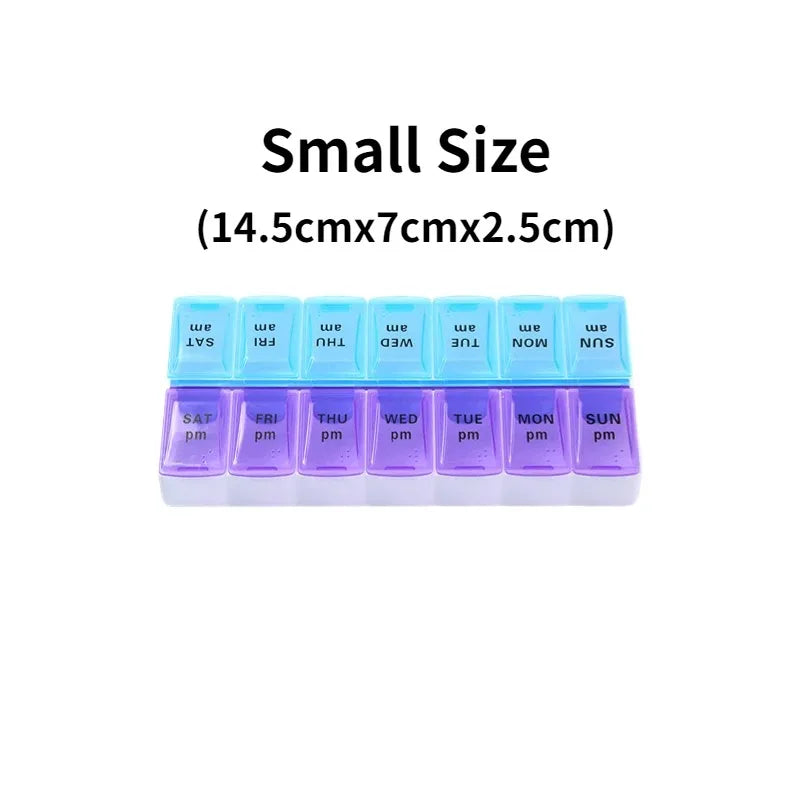Portable Colorful 3 Spaces Medicine Case Health Care Container Case Pill Box Splitters Travel Pill Box Tiny Box Easy to Carry Peaceful Pleasures Health and Wellness 14-grid small