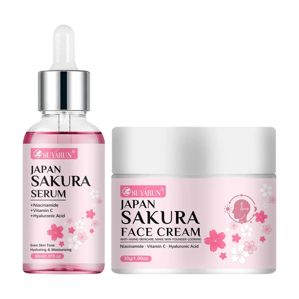 Cherry Blossom Moisturizing Cream & Serum Skincare Gift Set