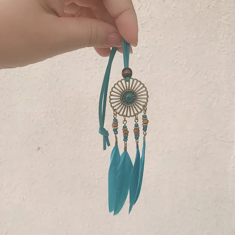 Mini Dream Catcher Handcraft Car Pendnat Feather Wind Chimes Girls Room Wall Hanging Home Decoration Keychain Birthday Gifts NEW Peaceful Pleasures Health and Wellness Type5